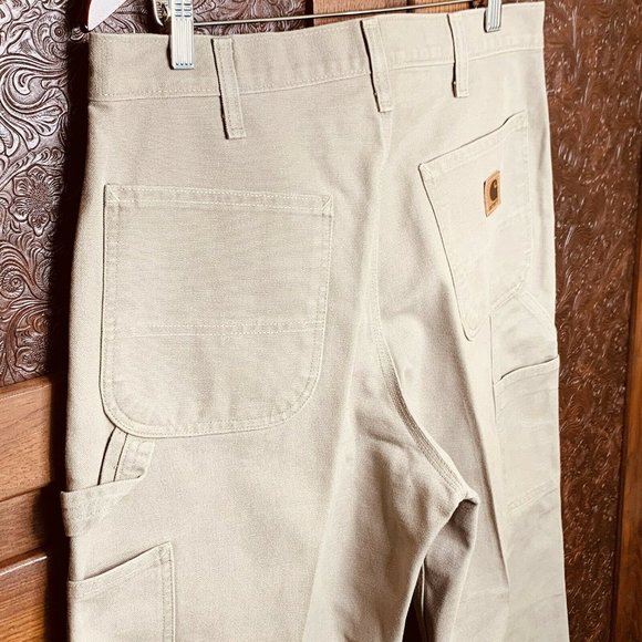 NEW Carhartt Dungaree Fit Mens Pants 34X36 Tan Carpenter Work Chore NWOT - Picture 8 of 11